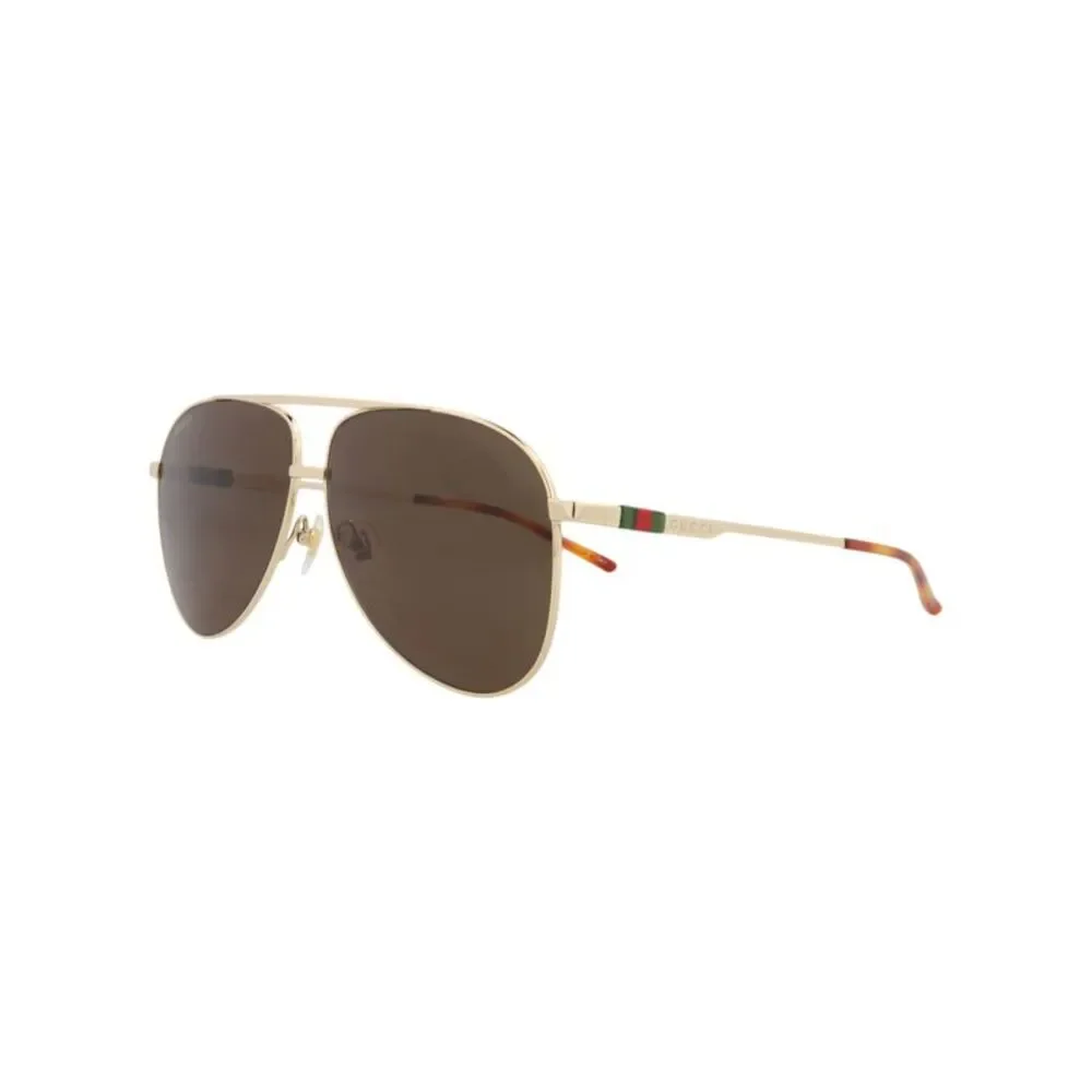 Gucci Aviator-Frame Metal Sunglasses Gold Mens